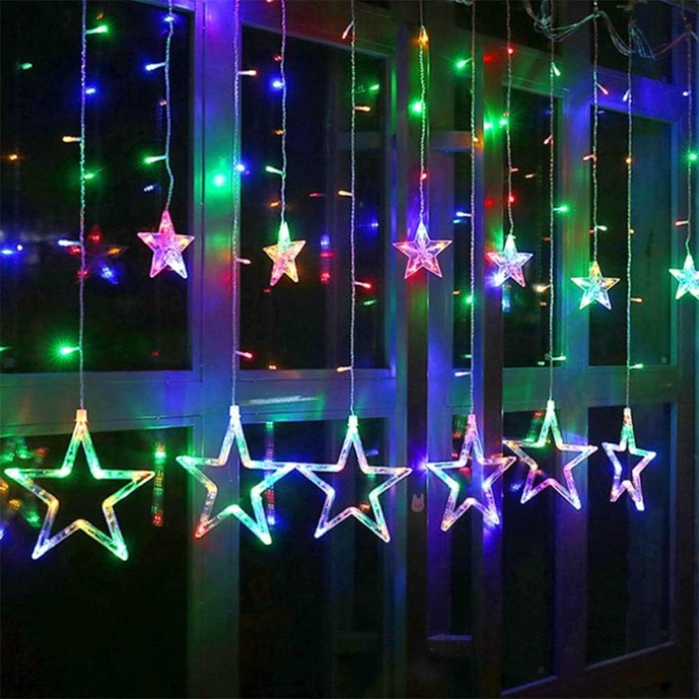 Luces tipo cascada con estrellas