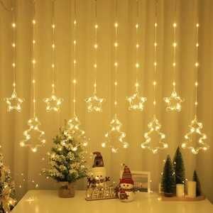 Luces tipo cascada amarillas  arbol y estrellas