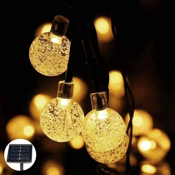 Luces navideñas solares amarillas 6 metros