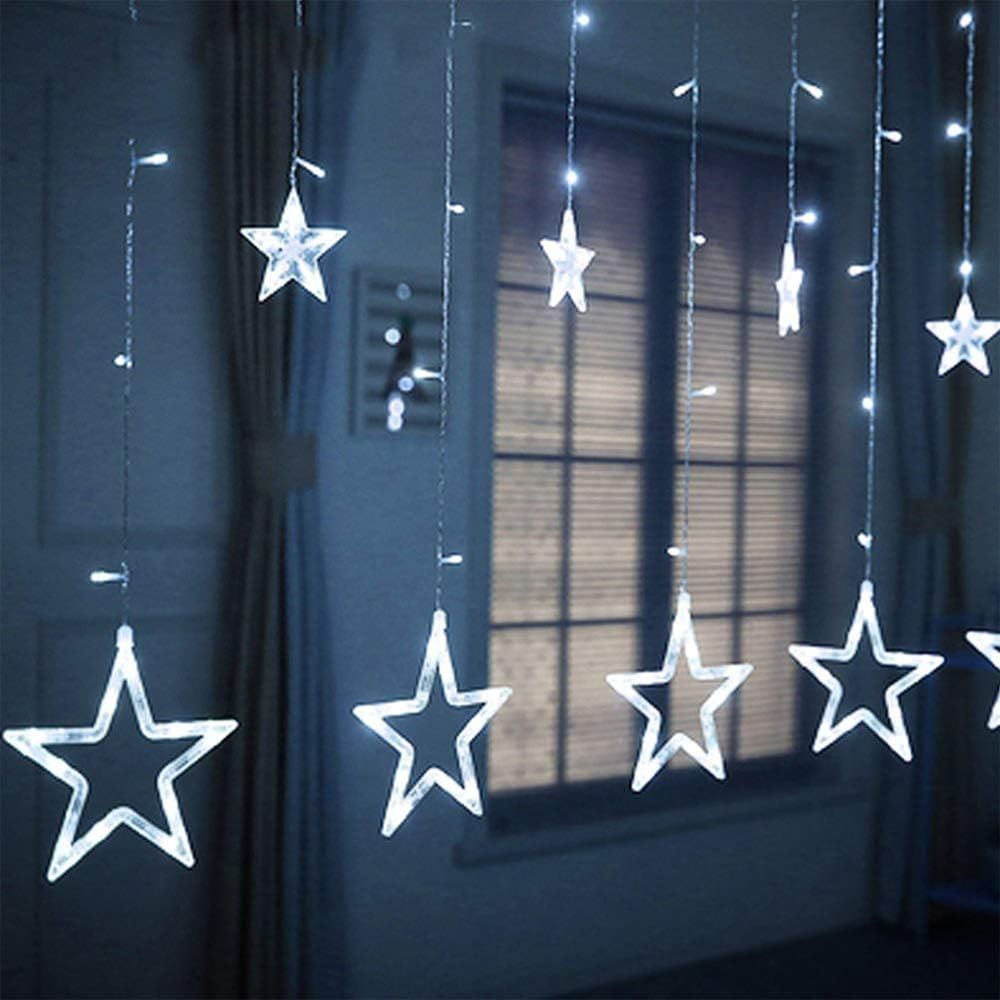 Luces tipo cascada con estrellas blancas