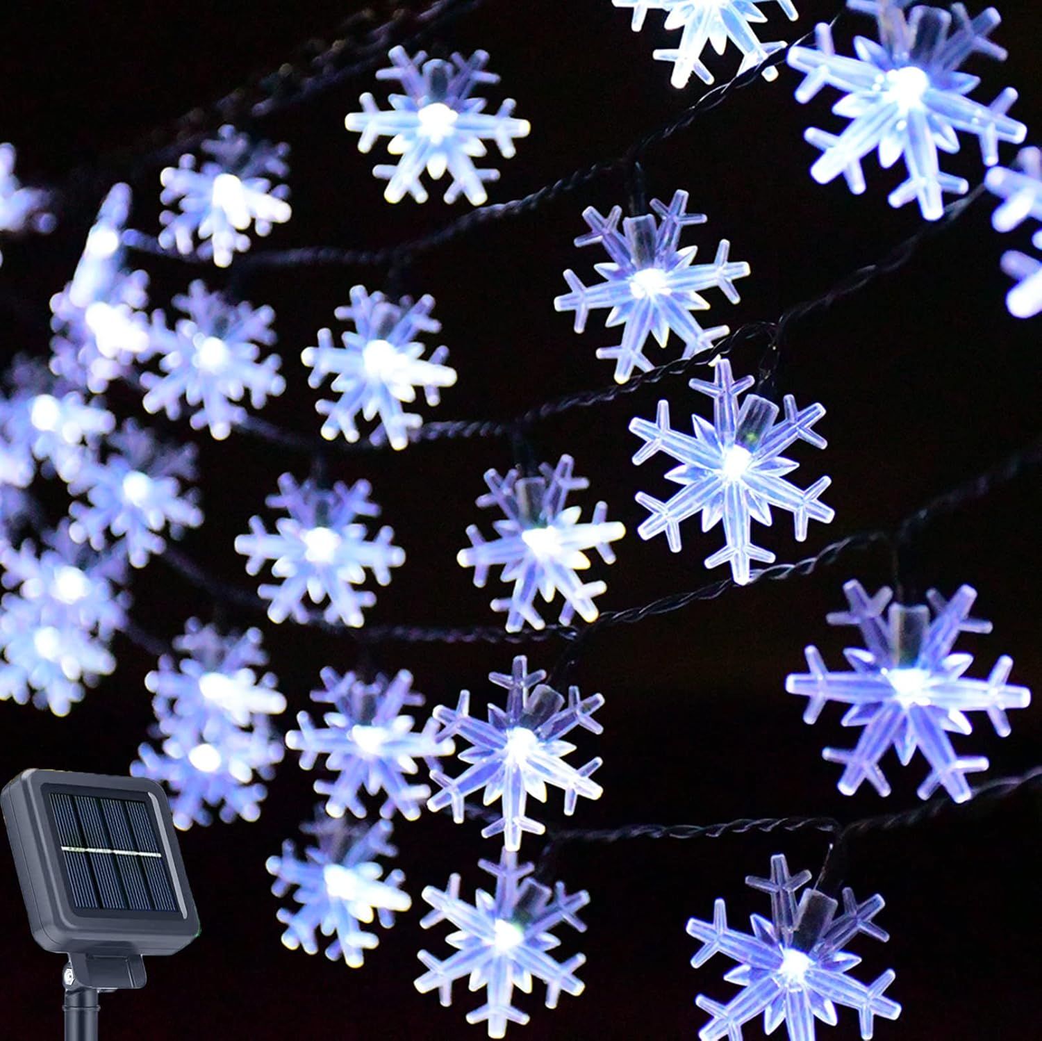 Luces navideñas solares blancas 6 metros