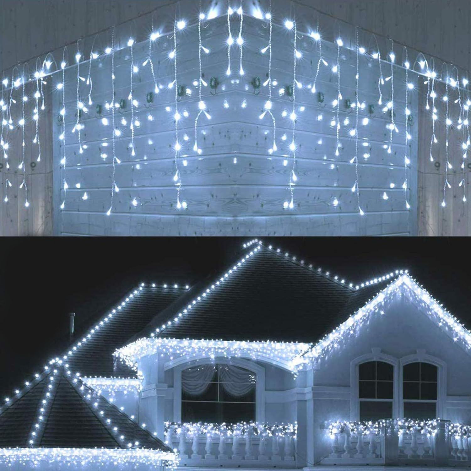 Luces navideñas tipo cascada blancas 6 metros