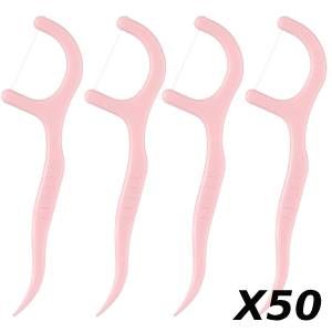 Hilo dental 50 piezas rosado