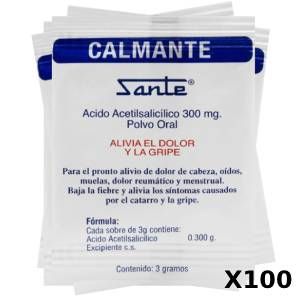 Calmante acido acetilsalicilico 100 sobres