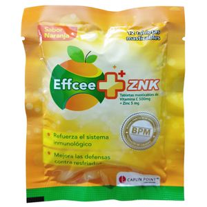 Vitamina C + Zink 12 tabletas efervescentes