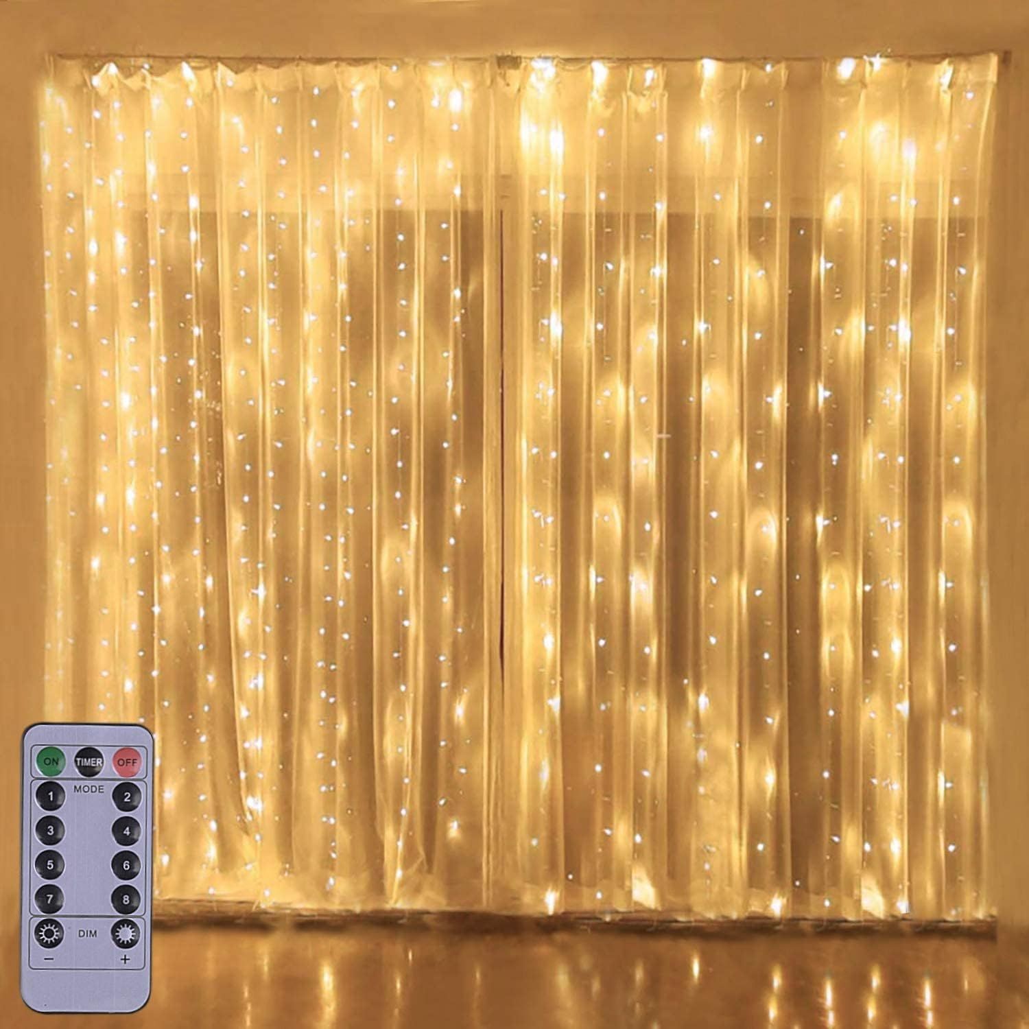 Luces LED de cortina USB 3x2 mts amarillas