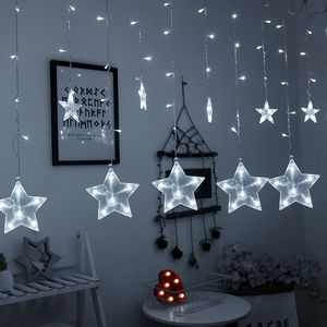 Luces LED de cascada con estrellas blancas