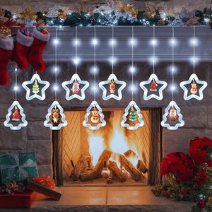 Luces LED de cascada, estrellas y arbol blancas