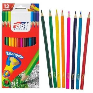 Crayon de madera 12 colores triangular largo