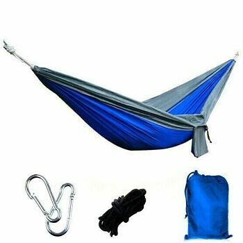 Hamaca doble + ganchos y lazos azul