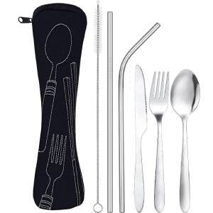 Cubiertos portatiles inoxidables 6 piezas