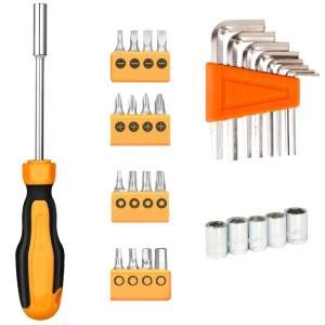 Kit de destornillador, llaves y dados