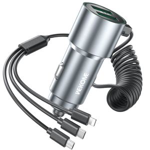 Cargador doble rapido para carro +3 cables