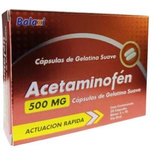 Acetaminofen 500mg 20 capsulas gel