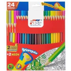 Crayones de madera 24 colores + 2 neon