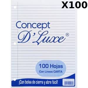 100 hojas carta con lineas