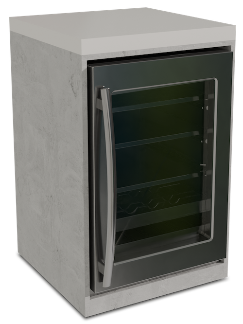 Fridge with Cabinet, Colour: Boston Grey Cabinets White Marble Counter Tops