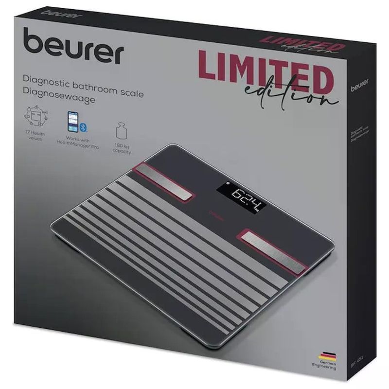 Beurer BF451BT Bilancia Pesapersone Diagnostica Bluetooth 17 Parametri BIA 8 Utenti 180 Kg colore Nero Beurer BF451BT Bilancia Pesapersone Diagnostica Bluetooth 17 Parametri BIA 8 Utenti 180 Kg colore Nero