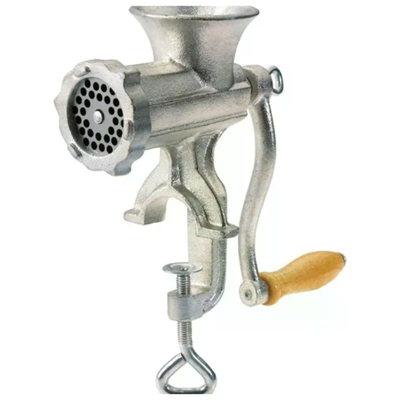 KAUFGUT EVA 022552 Tritacarne Manuale in Ghisa Nr.8 disco forato 4,5 mm accessorio biscotti colore Inox