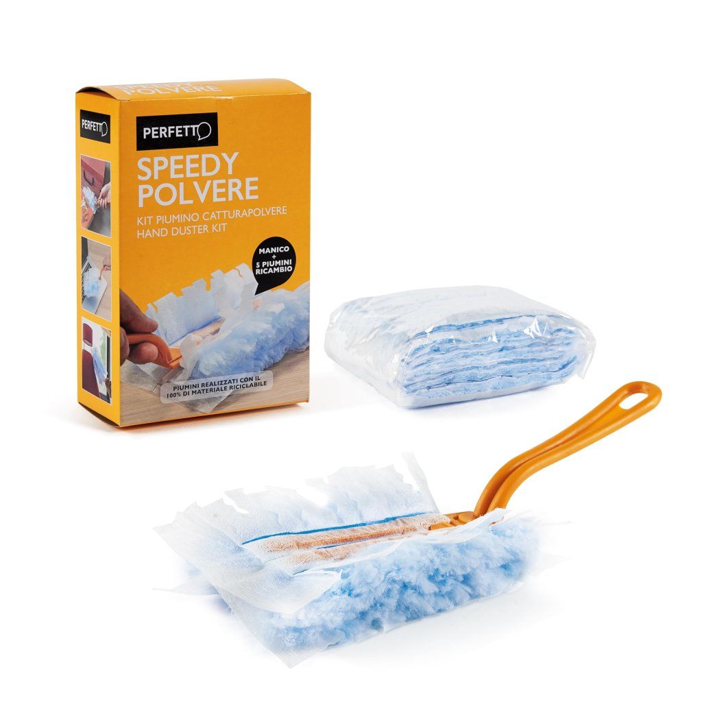 PERFETTO Piumino Catturapolvere Speedy con Manico e 5 Ricambi PERFETTO Piumino Catturapolvere Speedy con Manico e 5 Ricambi