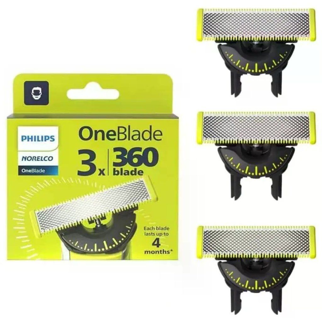 Philips QP430-50 OneBlade 360 Lame di Ricambio per Rasoio 3 pezzi Wet and Dry Acciaio Inossidabile