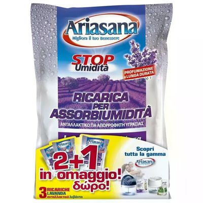 HENKEL Ariasana 945803 Ricarica Cristalli Assorbiumidita' Lavanda 3 Buste da 450g