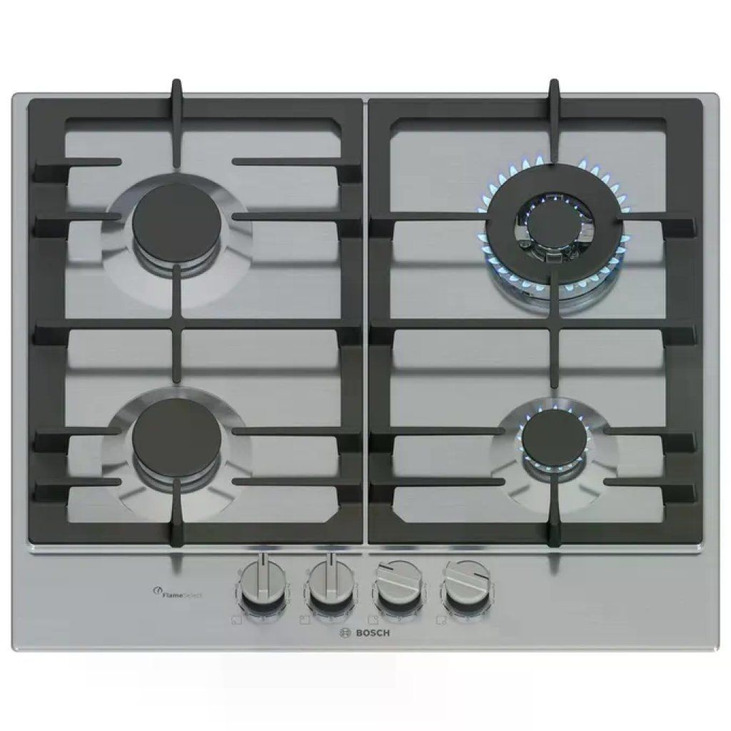 Bosch PCH6A5I90 Serie 6 Piano cottura Gas 60 cm 4 fuochi Griglie in ghisa Flame Select colore Inox