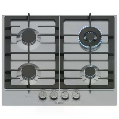 Bosch PCH6A5I90 Serie 6 Piano cottura Gas 60 cm 4 fuochi Griglie in ghisa Flame Select colore Inox Bosch PCH6A5I90 Serie 6 Piano cottura Gas 60 cm 4 fuochi Griglie in ghisa Flame Select colore Inox
