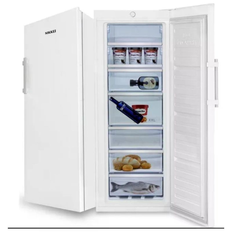 Nikkei KNCVN185E Congelatore Verticale 163 L 143 cm Classe E No Frost 5 cassetti colore Bianco Nikkei KNCVN185E Congelatore Verticale 163 L 143 cm Classe E No Frost 5 cassetti colore Bianco