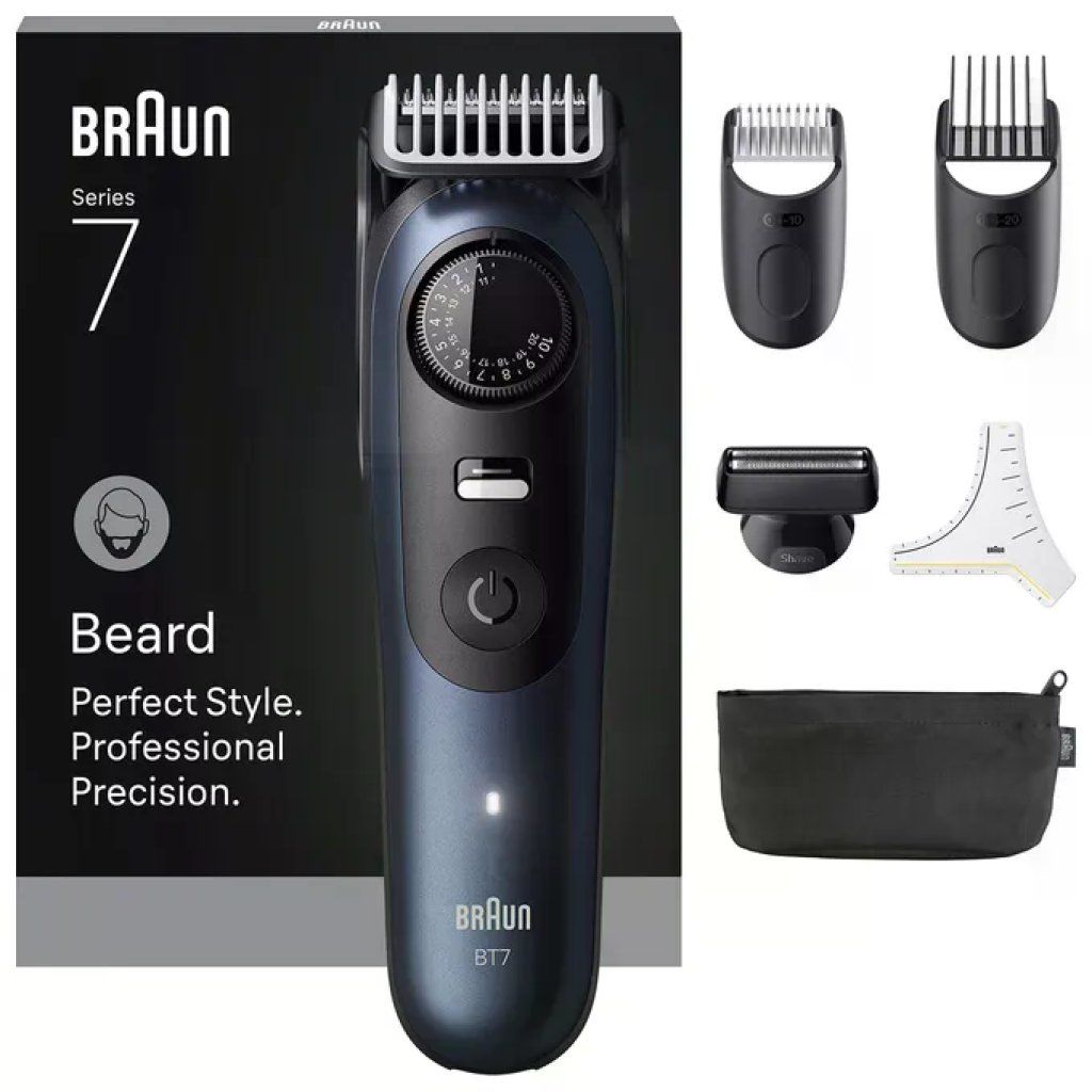 Braun BT7520 Series 7 Regolabarba Wet & Dry Nero e Blu