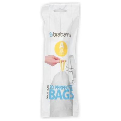 Brabantia PerfectFit Sacchetti per Rifiuti Tipo A, 3 L, 20 Pezzi Brabantia PerfectFit Sacchetti per Rifiuti Tipo A, 3 L, 20 Pezzi
