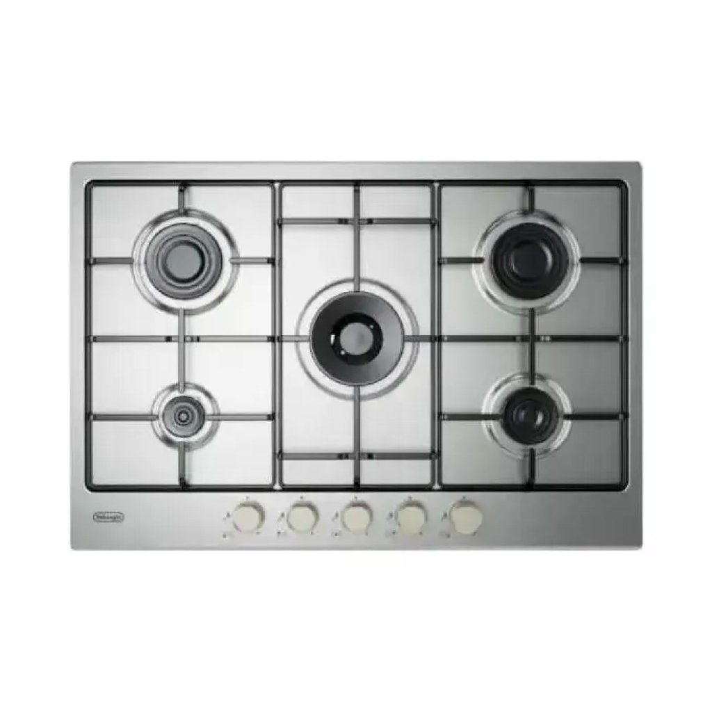 DELONGHI De longhi piano cottura a gas ylg 75 f 5 fuochi 75 cm acciaio inox griglie smaltate