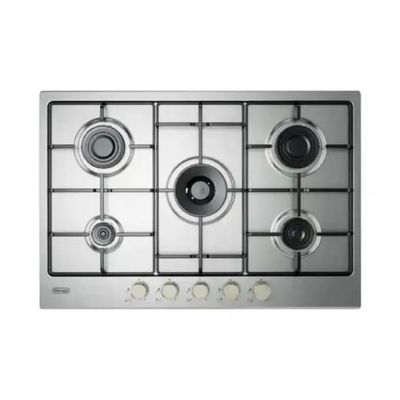 DELONGHI De longhi piano cottura a gas ylg 75 f 5 fuochi 75 cm acciaio inox griglie smaltate