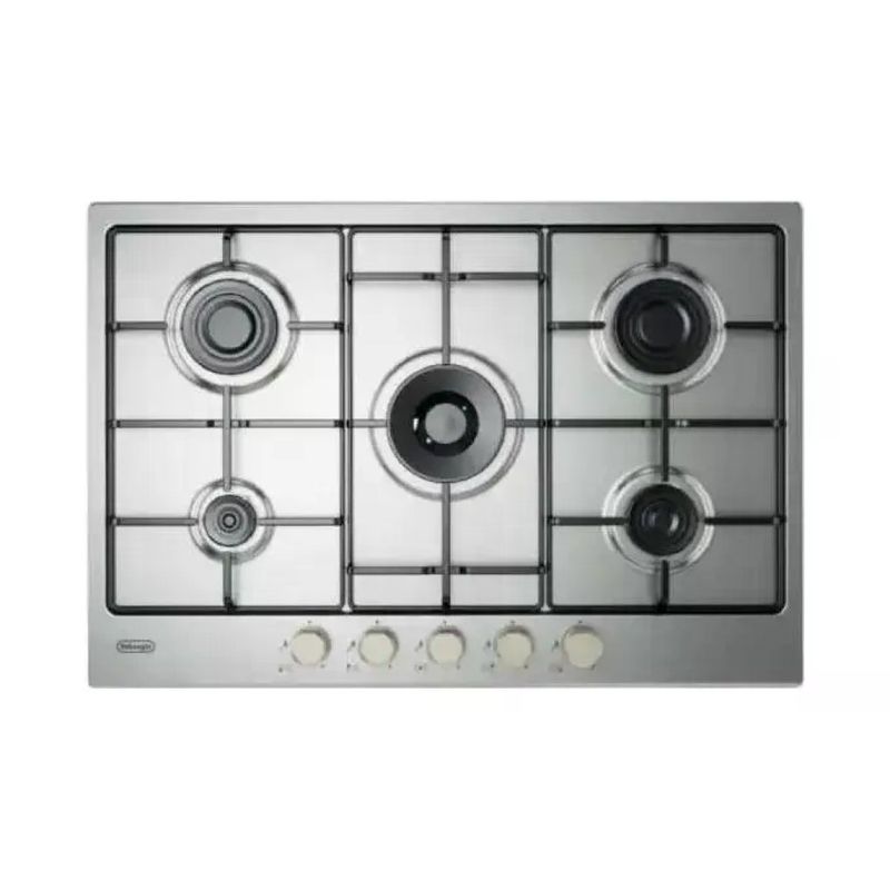 DELONGHI De longhi piano cottura a gas ylg 75 f 5 fuochi 75 cm acciaio inox griglie smaltate