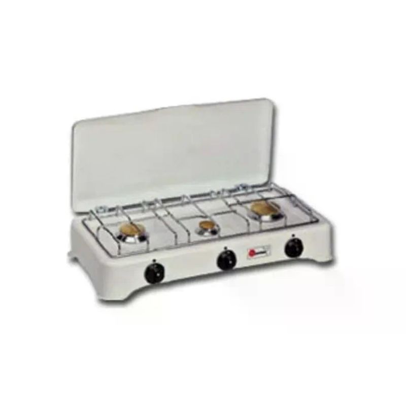 CF Parker 5327C Fornello a Gas GPL da Tavolo, 3 Fuochi, 4,15 kW, Bianco