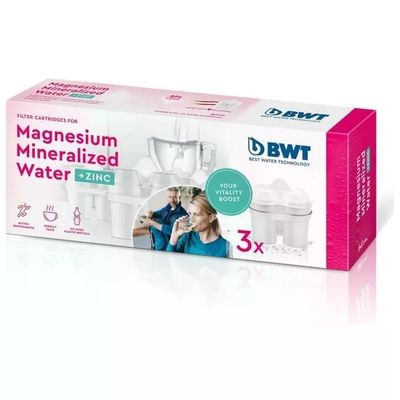 BWT 814453 Filtro Acqua Zinc Magnesium Mineralized Water con Zinco e Magnesio confezione 3 pz 120 L