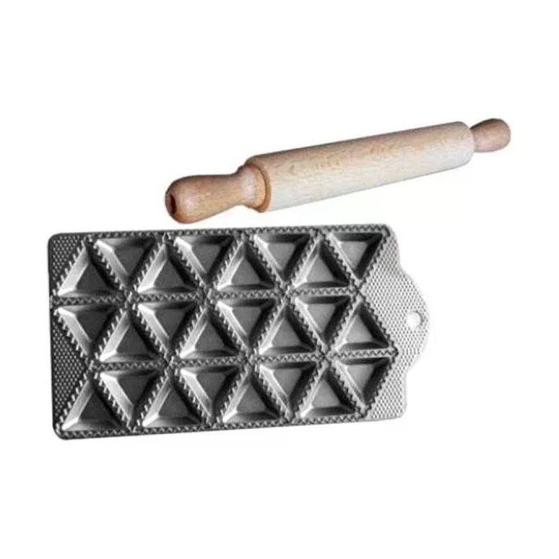 Ottinetti Stampo Triangolare per 24 Ravioli con Rullo