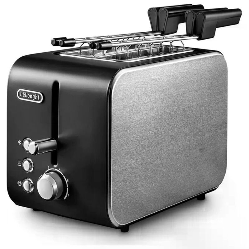 DELONGHI De'Longhi CTX2203BK Tostapane 2 fette 550 W 6 gradazioni pinze estraibili griglia scaldabriciole