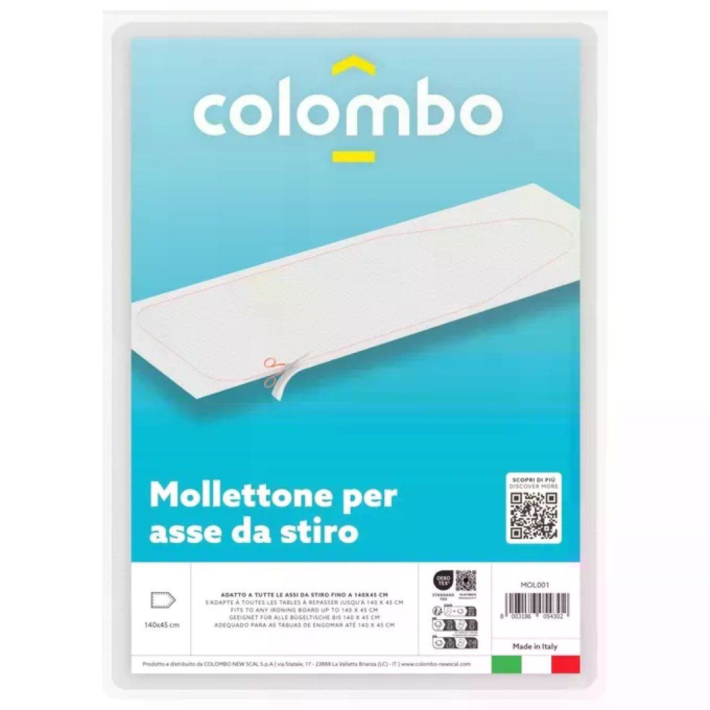 Colombo New Scal MOL001 Mollettone per Asse da Stiro 140 x 45 cm Colombo New Scal MOL001 Mollettone per Asse da Stiro 140 x 45 cm