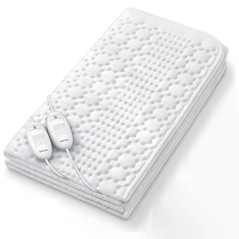 Beurer TS26 Coprimaterasso Termico Matrimoniale Micropile 2 Zone 3 Livelli 140x150 cm colore Bianco