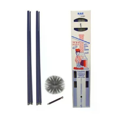SPAZZOLIFICIO AIELLO 5254 Kit Spazzacamino 6 Aste in Polipropilene 140 cm Scovolo Tondo in Acciaio 250 mm Lunghezza
