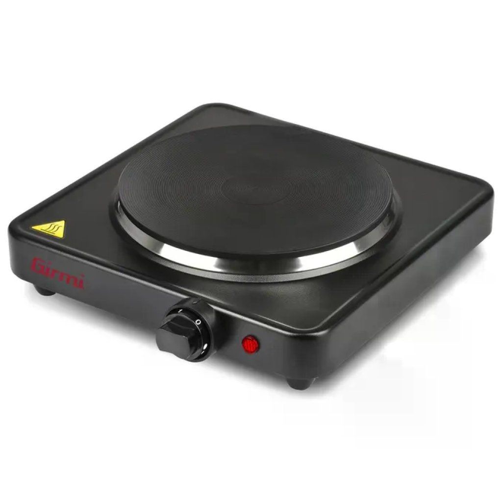 Girmi PE26 Fornello Elettrico Portatile 1500 W, 1 Piastra in Ghisa, Nero