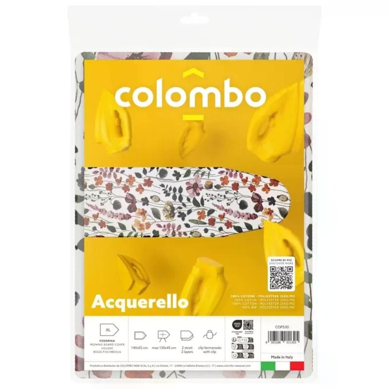 Colombo CLM575520 Newscal Copriasse da Stiro 130x50 cm Cotone con Mollettone e Fermanodo colore Turchese