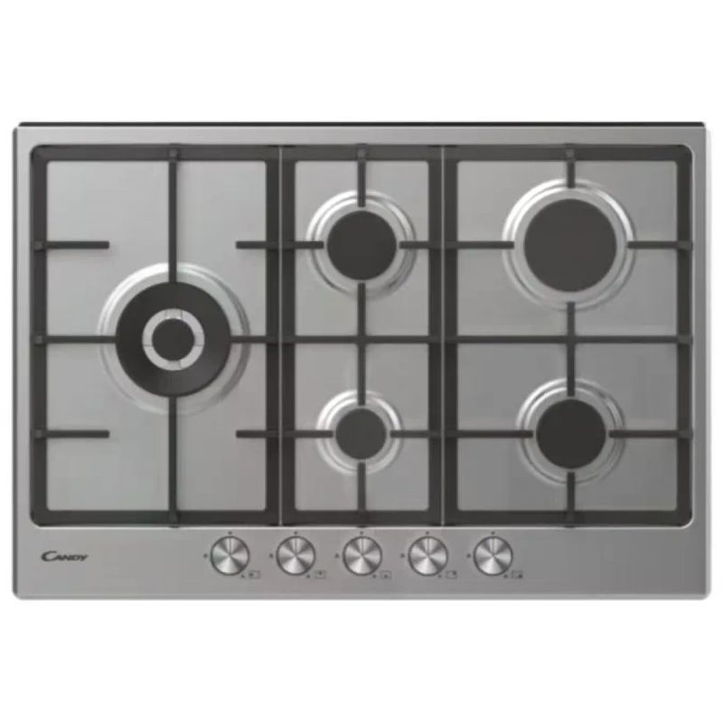 Candy CHG7WL4WTX Piano Cottura a Gas 5 Fuochi, 74,5 cm, Acciaio Inox