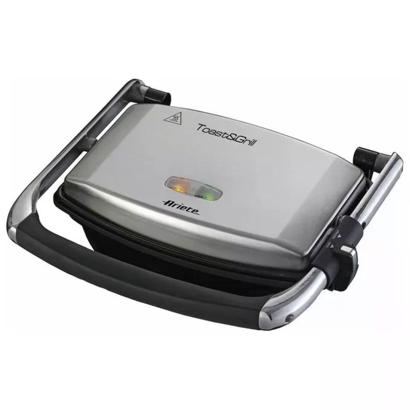 Ariete 1911 Toast and Grill Slim Tostiera Piastra Elettrica Antiaderente Rigata 1000W colore Argento