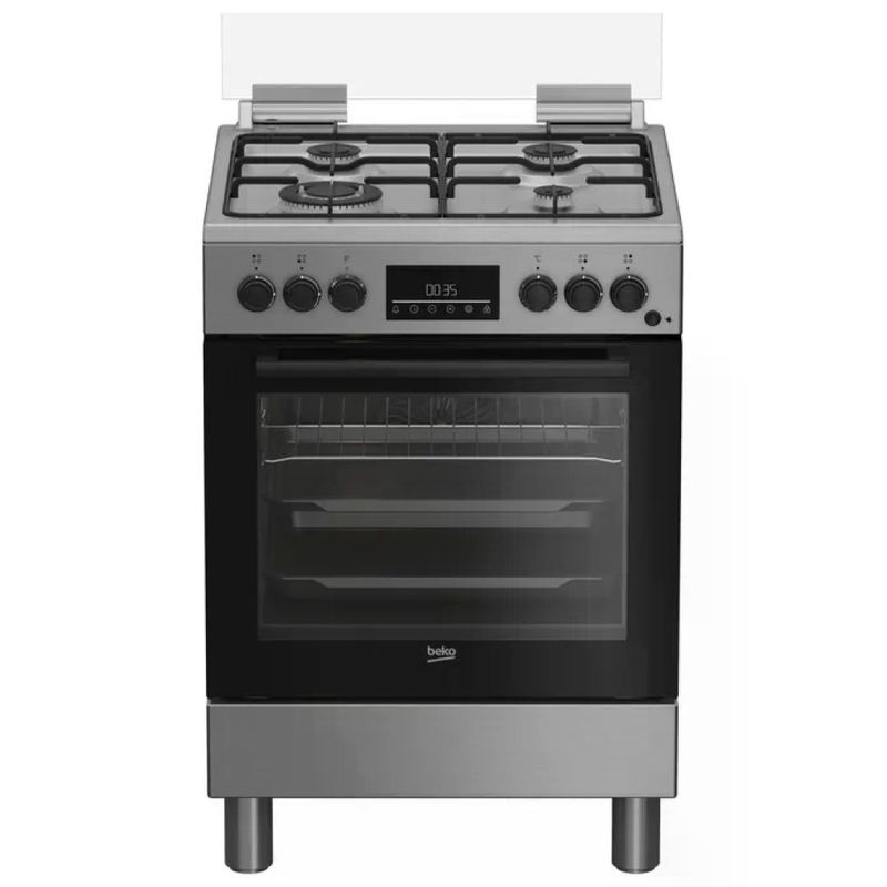 Beko FBE62310GX Cucina a Gas 60x60 cm con Forno Elettrico Ventilato, 66 L, Acciaio Inox