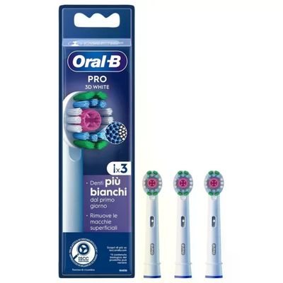 BRAUN Oral-B Pro 3D White – Testine di Ricambio per Spazzolino Elettrico, 3 Pezzi