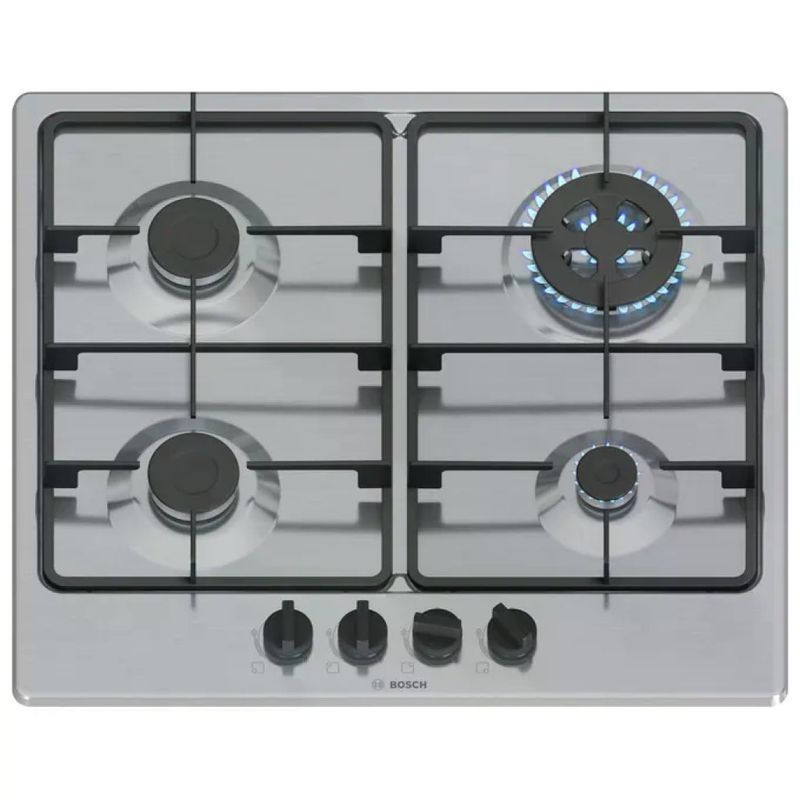 Bosch Serie 4 PGH6B5K60 Piano cottura a gas 60 cm, 4 fuochi con bruciatore Wok