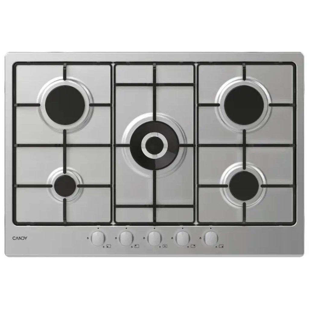 Candy CHW74WX Idea – Piano cottura a gas 75 cm, 5 fuochi, acciaio inox