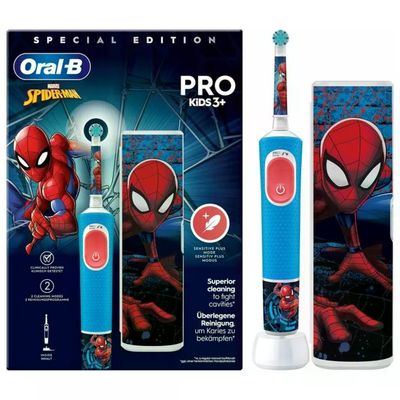 BRAUN Oral-B Vitality Pro Kids Spiderman Spazzolino Elettrico Blu e Rosso